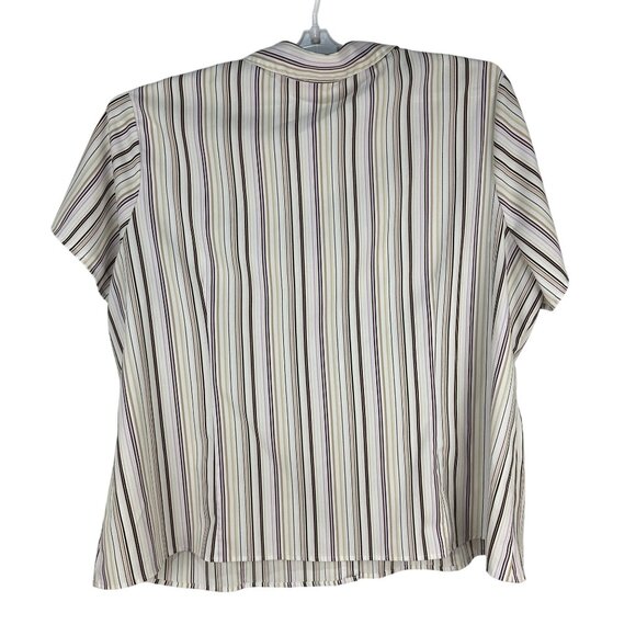 Croft & Barrow Womens 3X Button Down Short Sleeve Striped Shirt Stretch Relaxed - Picture 2 of 10